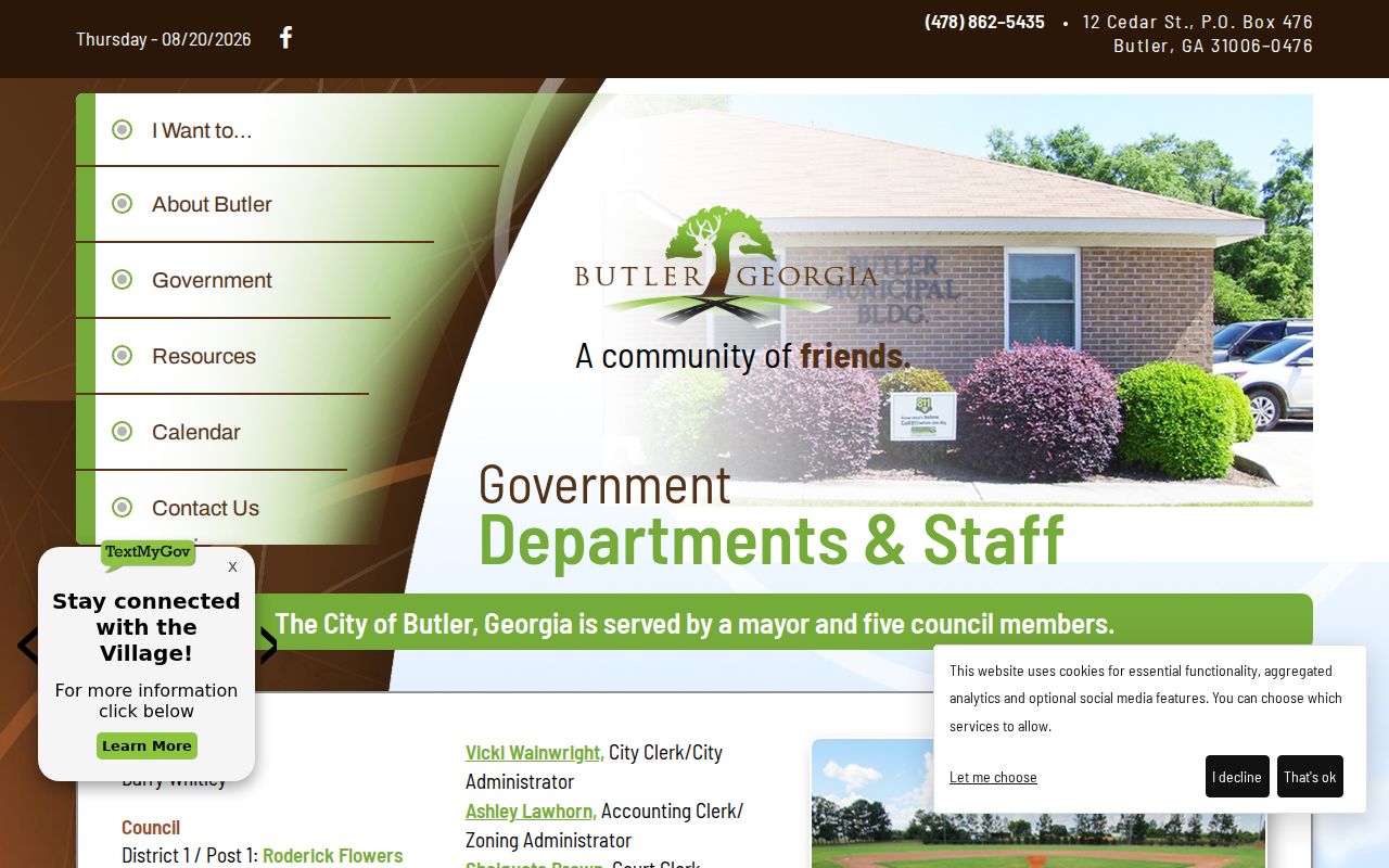 Butler departments and court clerk contacts for Butler court docket records