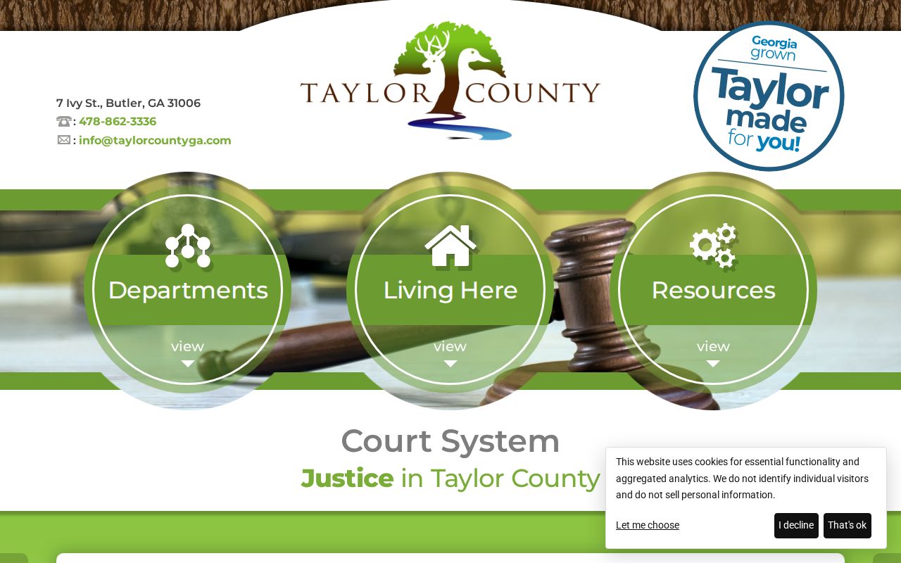 Taylor County court system page for court docket routing