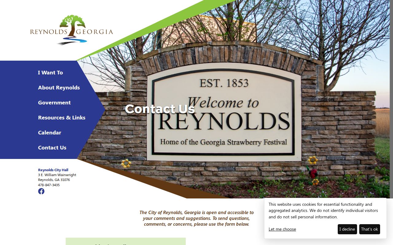 Reynolds court record contact and City Hall details